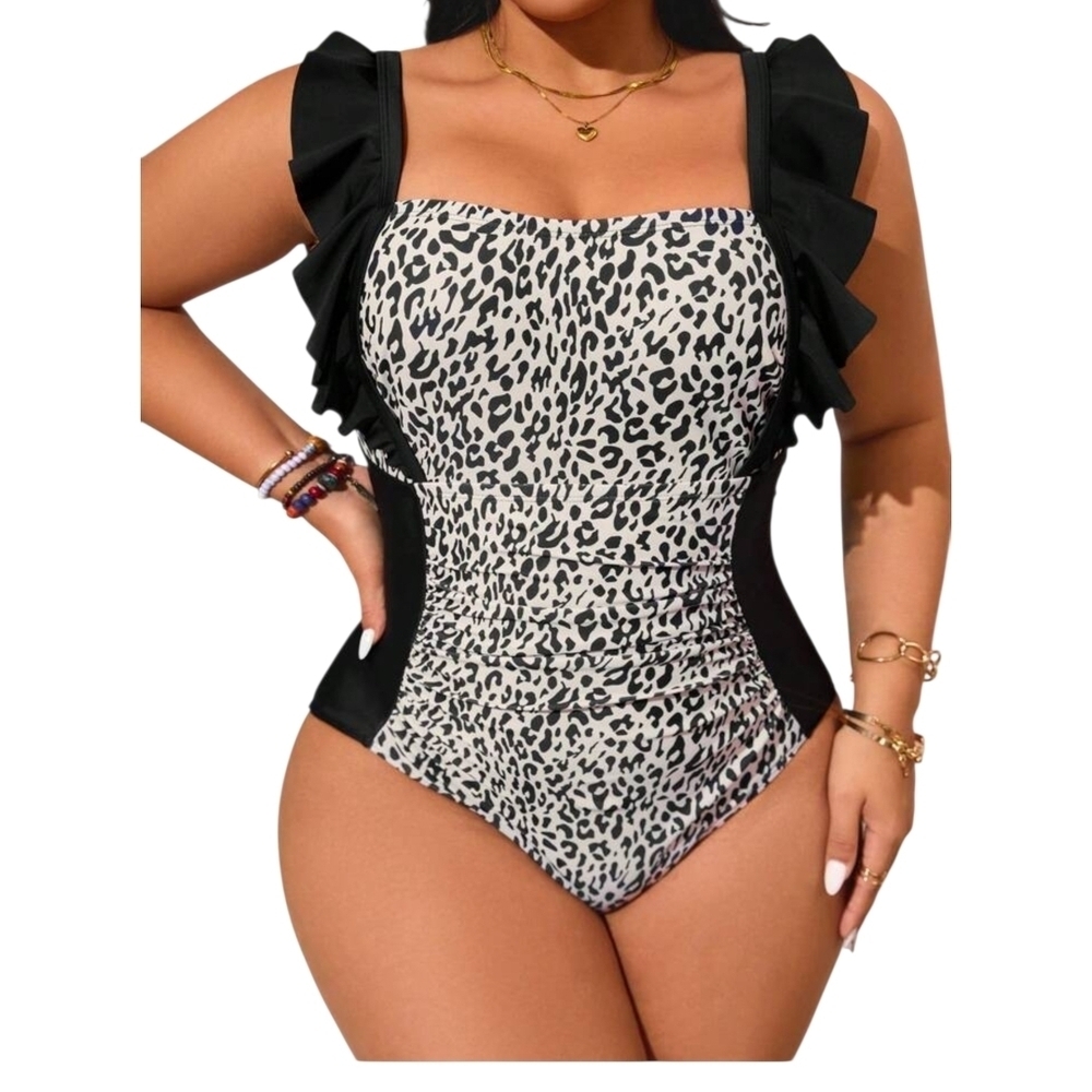 FLOERNS - XL Animal Print One-Piece Swimsuit - Picture 4 of 10